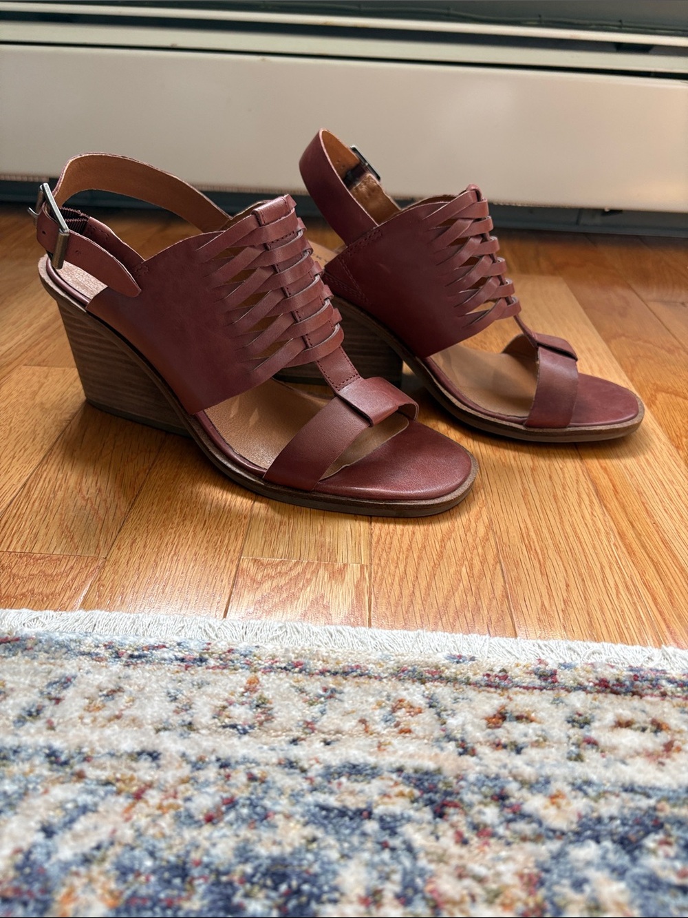 Lucky Brand Women’s Woven Strap Wedge Sandals - Brown